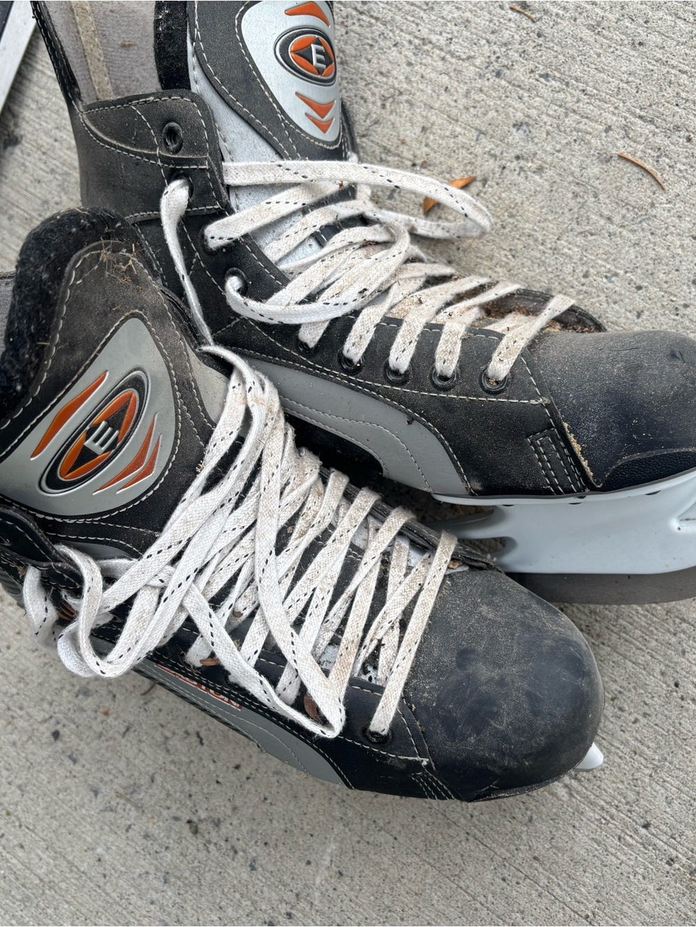 Easton Black and Gray Men's Ice Hockey Skates with Orange Accents